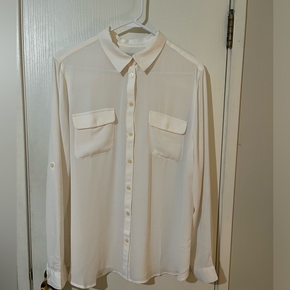 LOFT Tops - LOFT double pocket button down blouse size XL